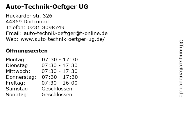 Auto-Technik-Oeftger UG in Dortmund: Adresse und Öffnungszeiten