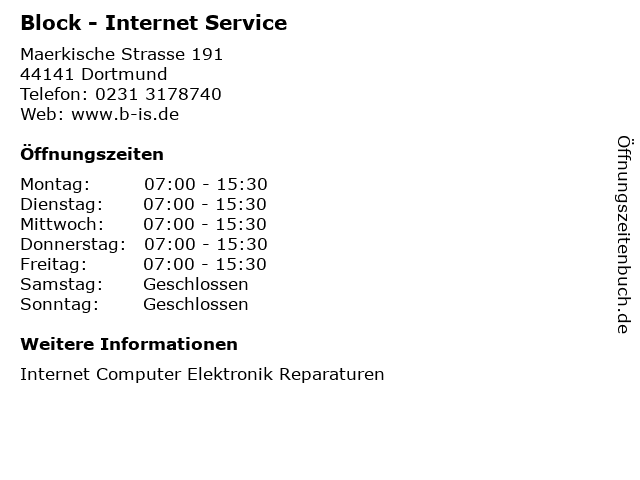 Block - Internet Service in Dortmund: Adresse und Öffnungszeiten