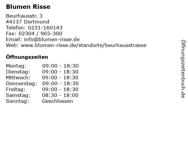 Blumen Risse in Dortmund: Adresse und Öffnungszeiten
