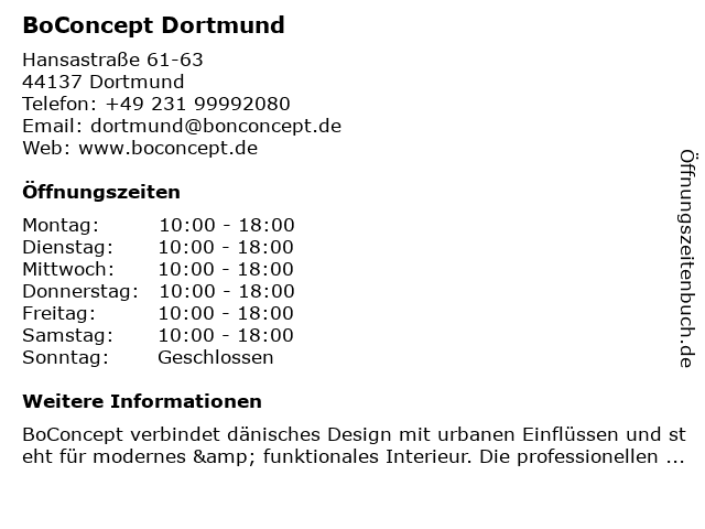 BoConcept Dortmund in Dortmund: Adresse und Öffnungszeiten