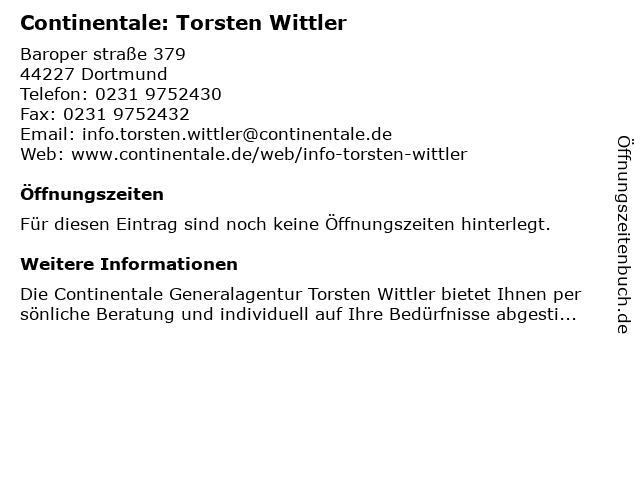 Continentale: Torsten Wittler in Dortmund: Adresse und Öffnungszeiten