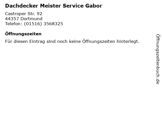 Dachdecker Meister Service Gabor in Dortmund: Adresse und Öffnungszeiten