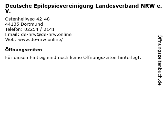 Deutsche Epilepsievereinigung Landesverband NRW e.V. in Dortmund: Adresse und Öffnungszeiten