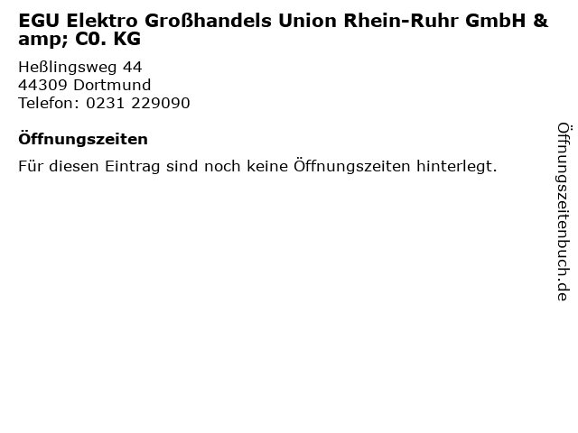 EGU Elektro Großhandels Union Rhein-Ruhr GmbH & C0. KG in Dortmund: Adresse und Öffnungszeiten