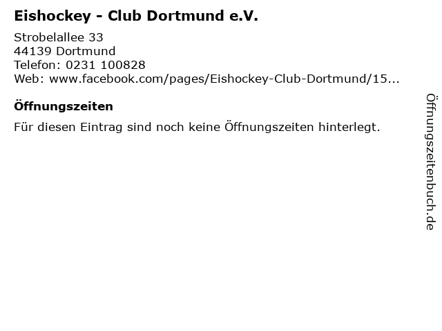 Eishockey - Club Dortmund e.V. in Dortmund: Adresse und Öffnungszeiten