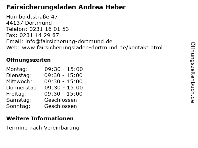 Fairsicherungsladen Andrea Heber in Dortmund: Adresse und Öffnungszeiten