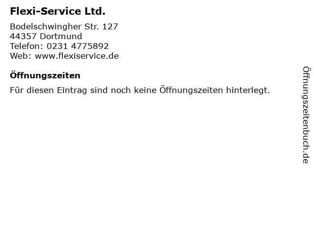 Flexi-Service Ltd. in Dortmund: Adresse und Öffnungszeiten