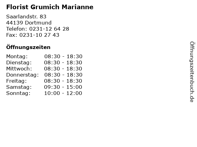 Florist Grumich Marianne in Dortmund: Adresse und Öffnungszeiten