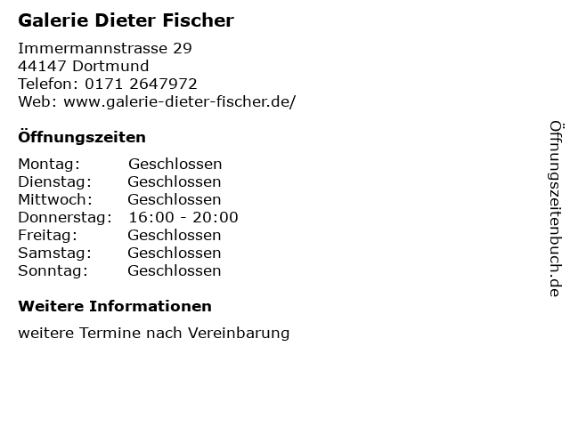 Galerie Dieter Fischer in Dortmund: Adresse und Öffnungszeiten
