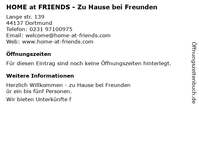 HOME at FRIENDS - Zu Hause bei Freunden in Dortmund: Adresse und Öffnungszeiten