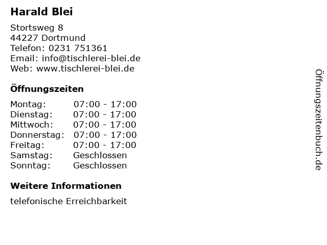 Harald Blei in Dortmund: Adresse und Öffnungszeiten