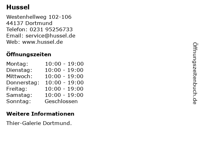 Hussel in Dortmund: Adresse und Öffnungszeiten
