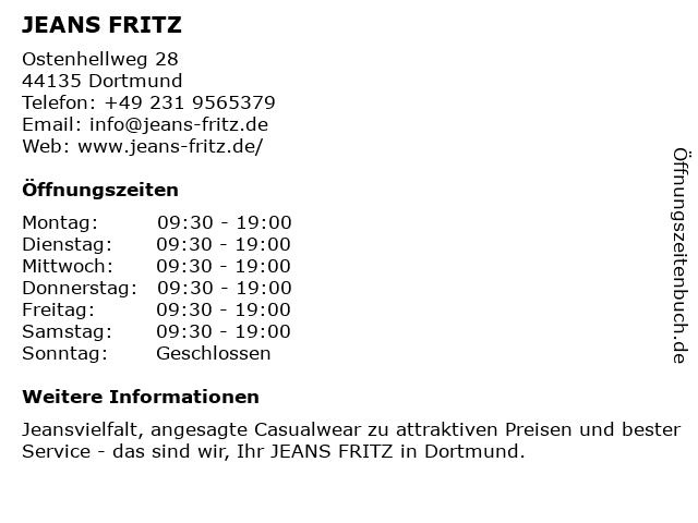JEANS FRITZ in Dortmund: Adresse und Öffnungszeiten