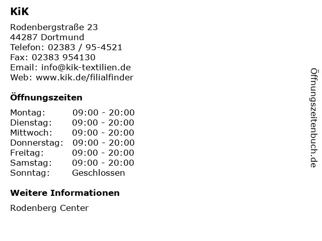 KiK in Dortmund: Adresse und Öffnungszeiten