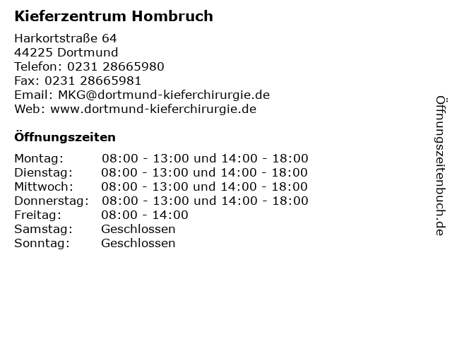Kieferzentrum Hombruch in Dortmund: Adresse und Öffnungszeiten