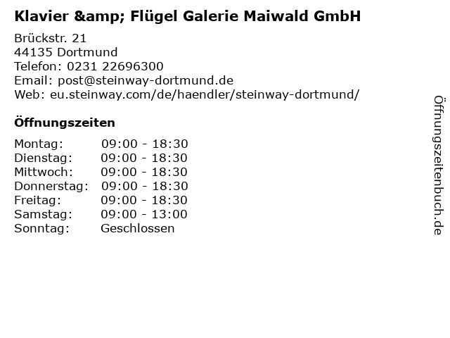 Klavier & Flügel Galerie Maiwald GmbH in Dortmund: Adresse und Öffnungszeiten