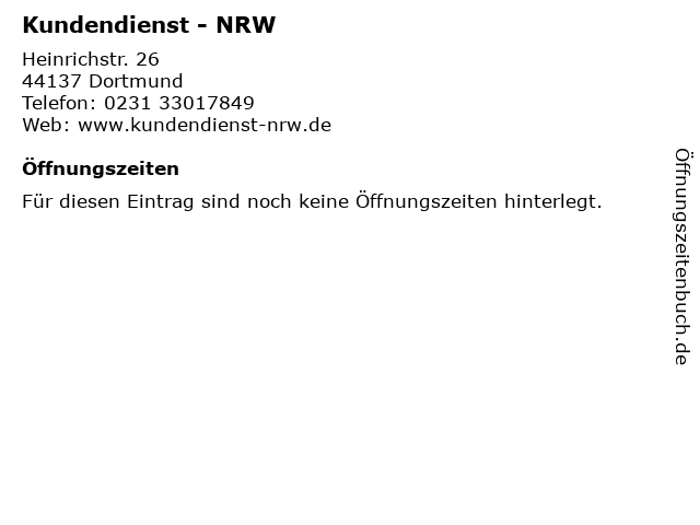 Kundendienst - NRW in Dortmund: Adresse und Öffnungszeiten