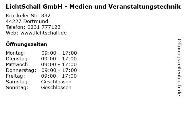 LichtSchall GmbH - Medien und Veranstaltungstechnik in Dortmund: Adresse und Öffnungszeiten