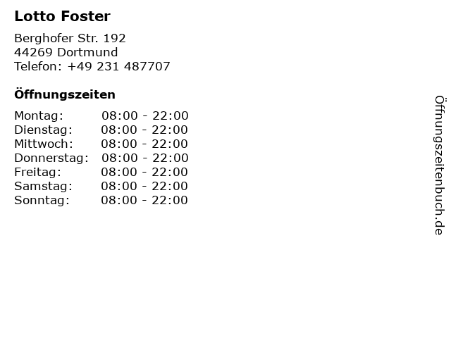 Lotto Foster in Dortmund: Adresse und Öffnungszeiten