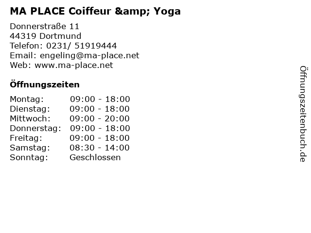 MA PLACE Coiffeur & Yoga in Dortmund: Adresse und Öffnungszeiten