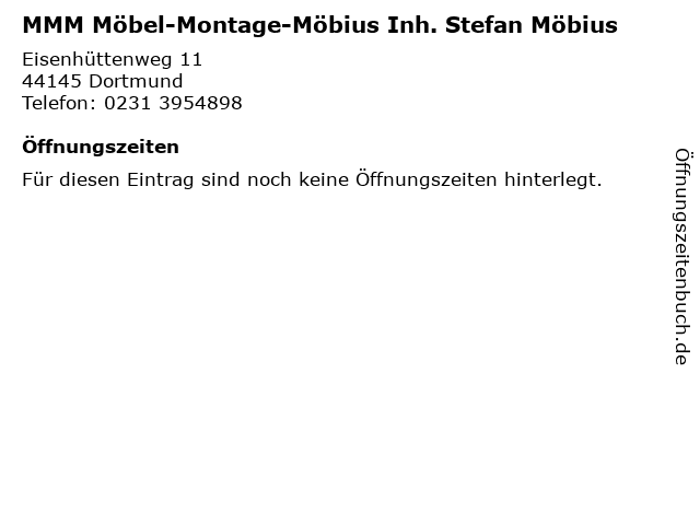 ᐅ Öffnungszeiten „MMM MöbelMontageMöbius Inh. Stefan