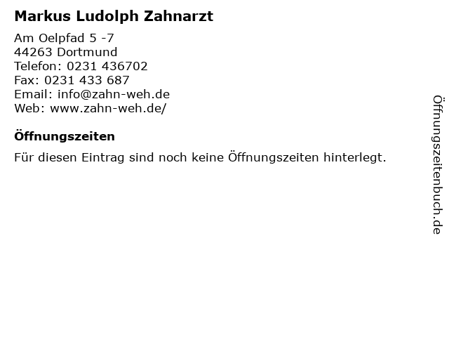 Markus Ludolph Zahnarzt in Dortmund: Adresse und Öffnungszeiten