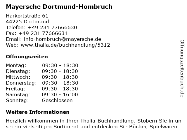 Mayersche Dortmund-Hombruch in Dortmund: Adresse und Öffnungszeiten