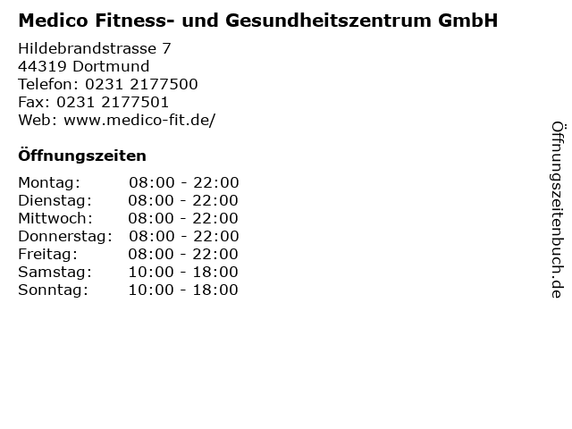 Medico Fitness- und Gesundheitszentrum GmbH in Dortmund: Adresse und Öffnungszeiten