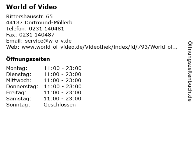 World of Video in Dortmund-Möllerb.: Adresse und Öffnungszeiten