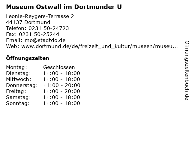 Museum Ostwall im Dortmunder U in Dortmund: Adresse und Öffnungszeiten