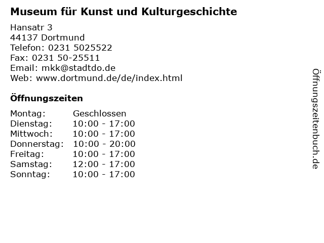 Museum für Kunst und Kulturgeschichte in Dortmund: Adresse und Öffnungszeiten
