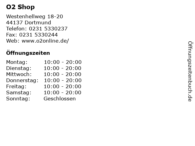 O2 Shop in Dortmund: Adresse und Öffnungszeiten