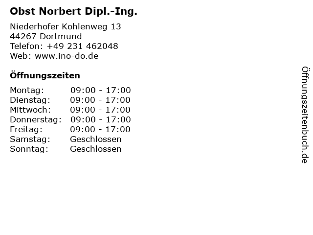 Obst Norbert Dipl.-Ing. in Dortmund: Adresse und Öffnungszeiten