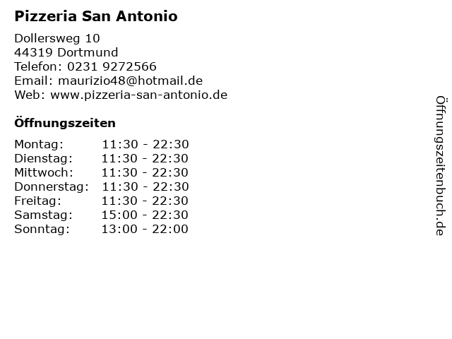 Pizzeria San Antonio in Dortmund: Adresse und Öffnungszeiten