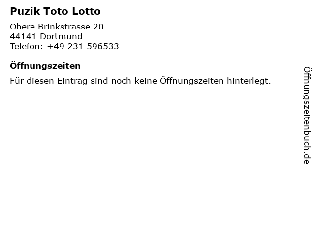Puzik Toto Lotto in Dortmund: Adresse und Öffnungszeiten