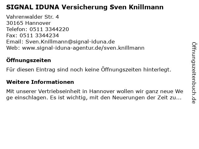 SIGNAL IDUNA Versicherung Sven Knillmann in Dortmund: Adresse und Öffnungszeiten
