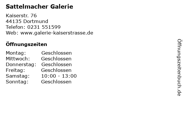 Sattelmacher Galerie in Dortmund: Adresse und Öffnungszeiten