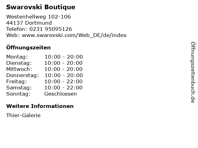 Swarovski Boutique in Dortmund: Adresse und Öffnungszeiten