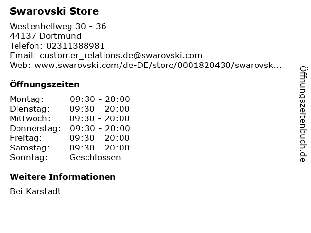 Swarovski Store in Dortmund: Adresse und Öffnungszeiten
