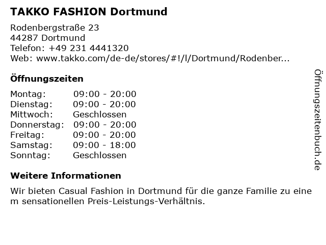 TAKKO FASHION Dortmund in Dortmund: Adresse und Öffnungszeiten