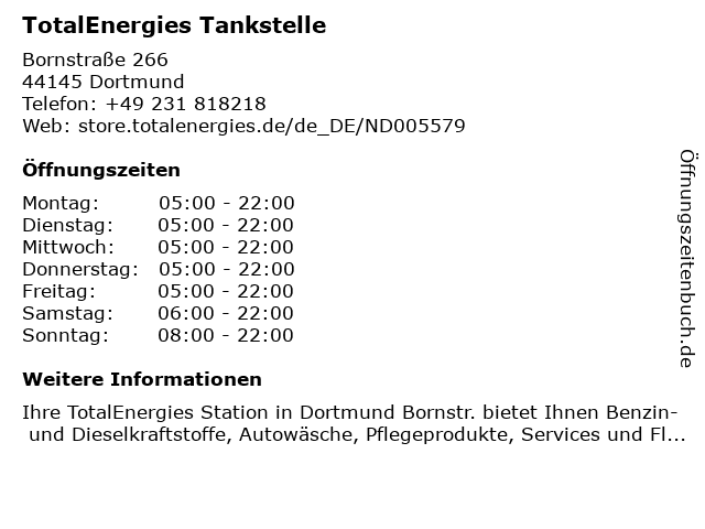 TotalEnergies Tankstelle in Dortmund: Adresse und Öffnungszeiten