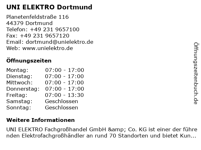UNI ELEKTRO Dortmund in Dortmund: Adresse und Öffnungszeiten