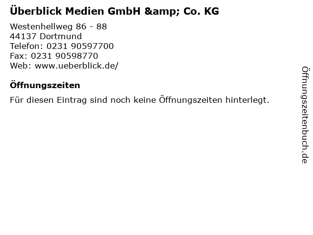 Überblick Medien GmbH & Co. KG in Dortmund: Adresse und Öffnungszeiten