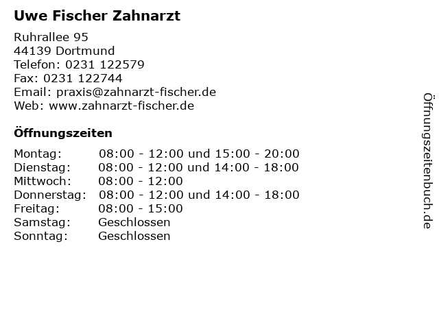Uwe Fischer Zahnarzt in Dortmund: Adresse und Öffnungszeiten