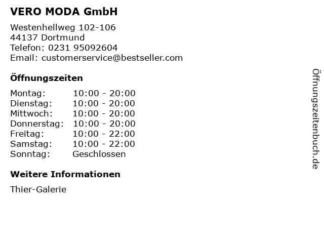 VERO MODA GmbH in Dortmund: Adresse und Öffnungszeiten