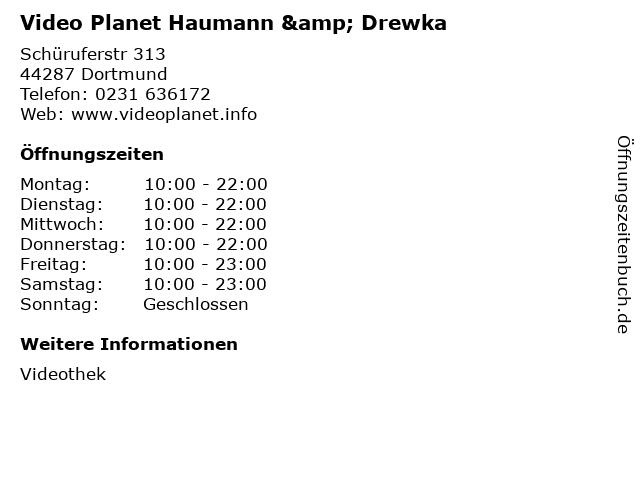 Video Planet Haumann & Drewka in Dortmund: Adresse und Öffnungszeiten