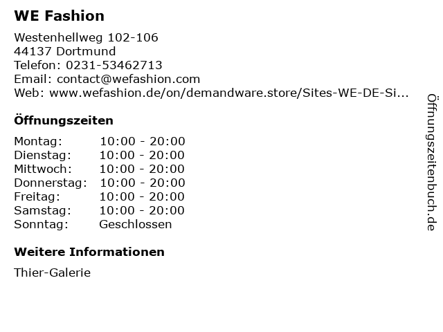 WE Fashion in Dortmund: Adresse und Öffnungszeiten