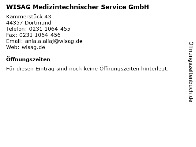 WISAG Medizintechnischer Service GmbH in Dortmund: Adresse und Öffnungszeiten