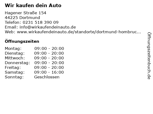 Wir kaufen dein Auto in Dortmund: Adresse und Öffnungszeiten