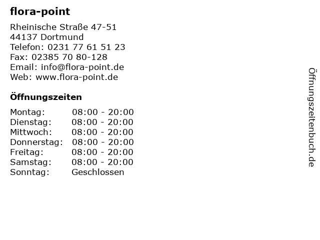 flora-point in Dortmund: Adresse und Öffnungszeiten